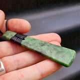 NZ Greenstone Pounamu Toki Pendant Necklace (N406)