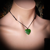 NZ Greenstone / Pounamu Small Heart Pendant Necklace (N780)