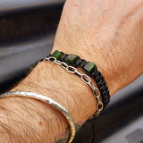 Natural Greenstone One Off Macrame Bracelet (1A3-793)