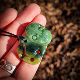Natural Nephrite Jade Tiki Pendant Necklace (N967)
