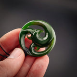 Natural Jade Triple Koru Pendant Necklace (N2141)