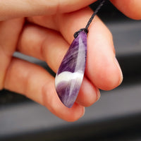 Natural Amethyst Carved Pendant Necklace (1BBB154)
