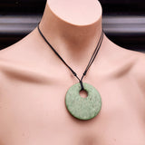 NZ Greenstone Pounamu Disk Pendant Necklace (N418)