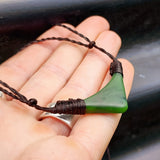 NZ Greenstone Pounamu Double Binding Arrow Head Pendant Necklace (N410)