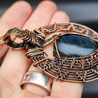 Handmade Copper & Natural Labradorite Wire Wrap Necklace