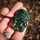 Natural Jade Hei Tiki Pendant Necklace (N1202)