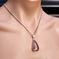 Silver Plated Natural Amethyst Handmade Pear Shaped Necklace (30X46)