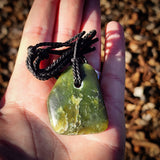 NZ Greenstone Pounamu Freeform Pendant Necklace (N1099)