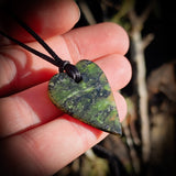 NZ Greenstone Pounamu Heart Pendant Necklace (N816)