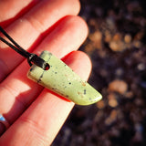 NZ Greenstone Pounamu Niho Pendant Necklace (N1092)