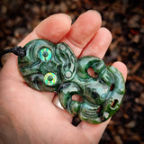 NZ Greenstone Pounamu Tiki Pendant Necklace (N940)