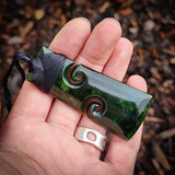 NZ Greenstone Pounamu Double Koru Toki Pendant Necklace (N939)