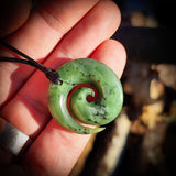 NZ Greenstone / Pounamu Koru Pendant Necklace (N777)