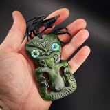 Natural Jade Hei Tiki Pendant Necklace (N2152)