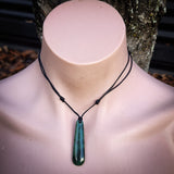 NZ Greenstone Pounamu Drop Pendant Necklace (N852)