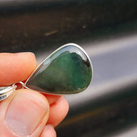Silver Plated Natural Greenstone Handmade Irregular Shaped Necklace (30X35)