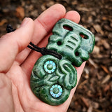 Natural Jade Side Tiki Pendant Necklace (N1132)