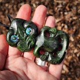 Natural Jade Hei Tiki Pendant Necklace (N1148)