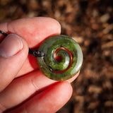 NZ Greenstone Pounamu Koru Pendant Necklace (N989)