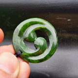 Natural Greenstone Closed Double Koru Pendant Necklace