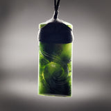 Natural Jade Etched Toki Pendant Necklace (N2168)