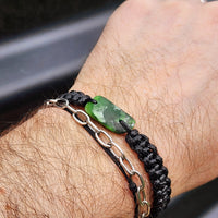 Natural Greenstone One Off Macrame Bracelet (1A3-782)