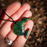 NZ Greenstone Pounamu Kiwi Pendant Necklace (N1009)