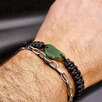 Natural Greenstone One Off Macrame Bracelet (1A3-779)
