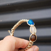 Rustic Recycled Sea Glass One Off Macrame Bracelet (1A3-710)