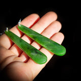 Nephrite Jade / Greenstone Long Drop Hanging Earrings