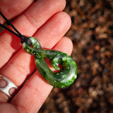 Natural Jade Koru Twist Pendant Necklace (N1071)