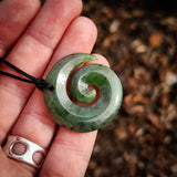 Natural Nephrite Jade Koru Pendant Necklace (N1062)