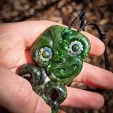 Natural Jade Hei Tiki Pendant Necklace (N1190)