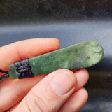 NZ Greenstone Pounamu Toki Pendant Necklace (N443)