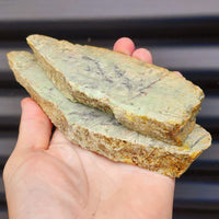 691g Raw New Zealand Greenstone / Pounamu Carving Slices (R14B228)