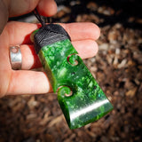 Natural Jade Double Koru Toki Pendant Necklace (N1208)