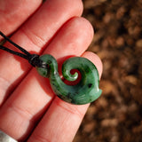 NZ Greenstone Pounamu Koru Pendant Necklace (N992)