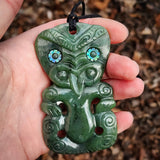 Natural Jade XL Tiki Pendant Necklace (N1101)