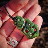 NZ Greenstone Pounamu Tiki Pendant Necklace (N860)