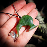 NZ Greenstone / Pounamu Kiwi Pendant Necklace (N675)