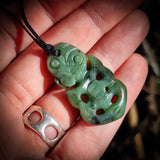 NZ Greenstone Pounamu Tiki Pendant Necklace (N813)