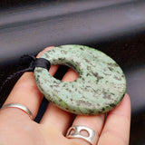 NZ Greenstone Pounamu Disk Pendant Necklace (N462)