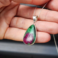 Solid Sterling Silver & Ruby Zoisite Handmade Necklace