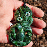 NZ Greenstone Pounamu Tiki Pendant Necklace (N1098)