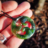 Natural Jade Triple Koru Pendant Necklace (N1085)