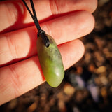 NZ Greenstone Pounamu Natural Freeform Pendant Necklace (N975)