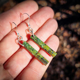 Natural Turquoise Cylinder Hook Earrings (E110)