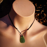 NZ Greenstone Pounamu Natural Freeform Pendant Necklace (N987)