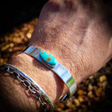 Solid 925 Sterling Silver & Natural Turquoise Cuff Bracelet
