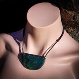 NZ Greenstone Pounamu Plate Pendant Necklace (N922)